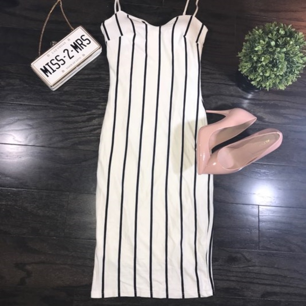 SOLD!!! Black and White Striped Dress